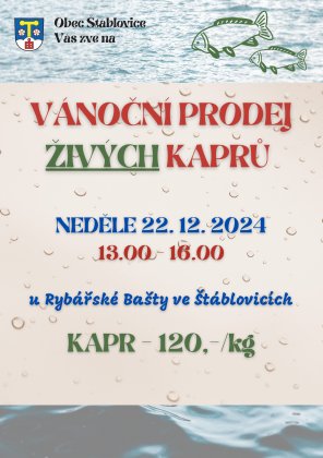 Vánoční prodej kaprů - 22. 12. 2024